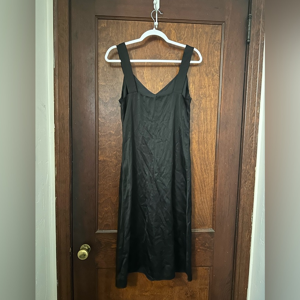 & Other Stories Black Satin Midi Dress Size 6 - Picture 3 of 5